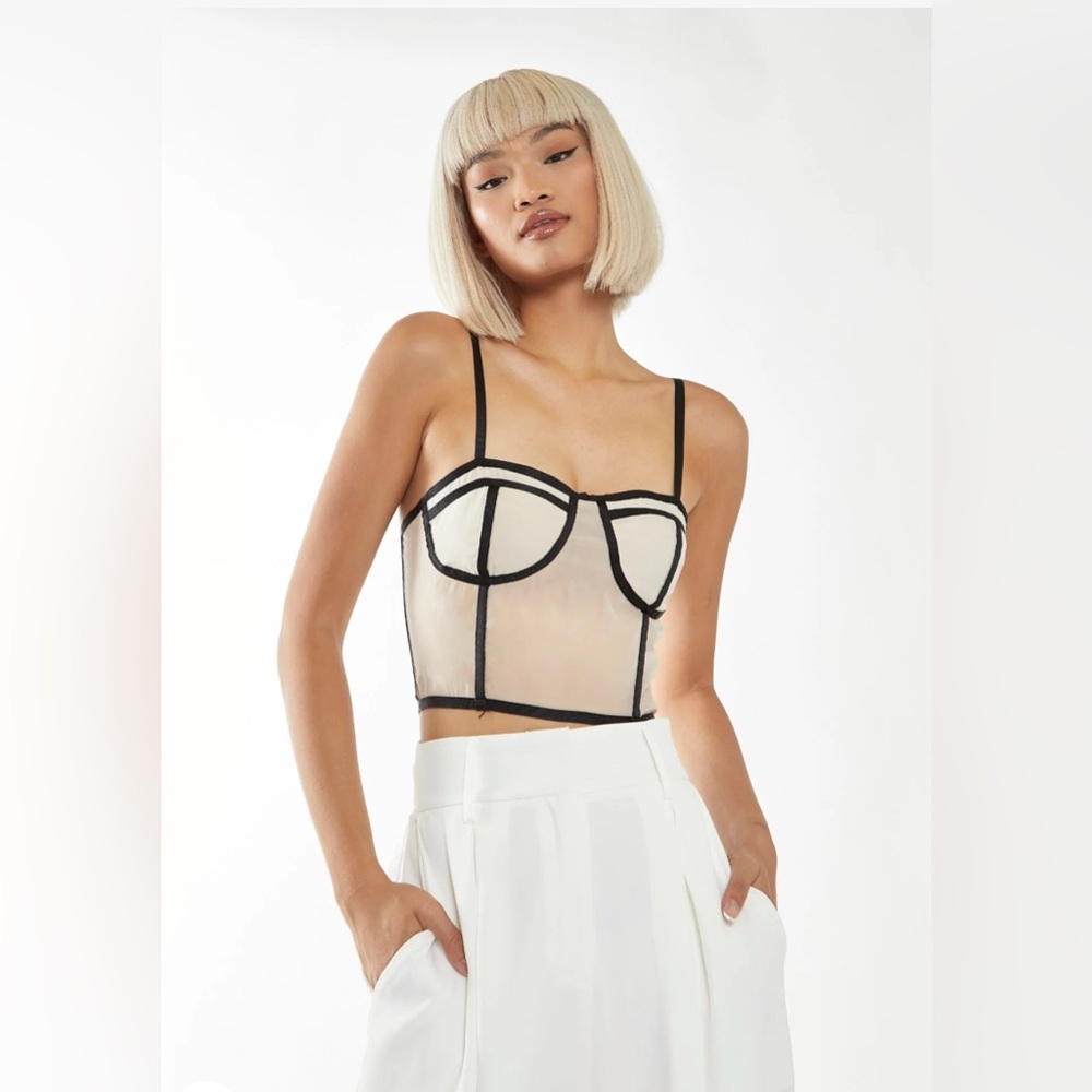Glamorous Studio: Nude-Black Strappy Corset Top